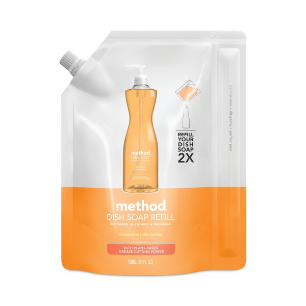 Method Dish Soap Refill, Clementine Scent, 36 oz Pouch, PK6 MTH01165CT